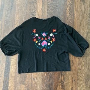 Zara Embroidered Quarter Sleeve Sweater